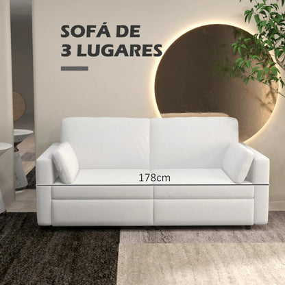 Sofá Gala de 3 Lugares - Creme - Design Moderno