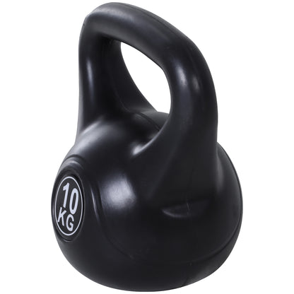 HOMCOM Peso Russo de 10 kg Kettlebell Preenchido de Areia com Punho Largo e Antiderrapante para Trenos em Casa e Ginásio 25x19x28 cm Preto