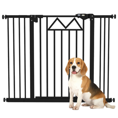 PawHut Barreira de Segurança Extensível Barreira para Animais de Estimação com Fecho Automático e Sistema de Duplo Bloqueio para Porta Corredor Escada 74-100x76 cm Preto