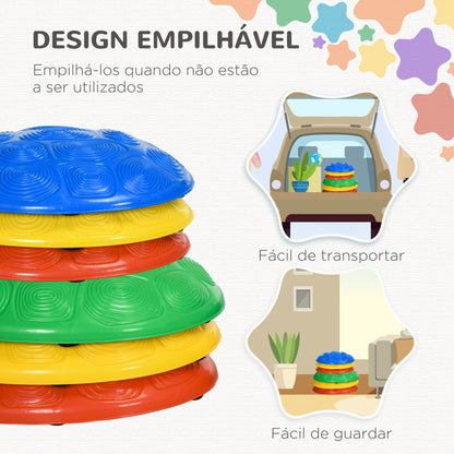 ZONEKIZ Pedras de Equilíbrio para Crianças de 3 a 8 Anos Conjunto de 6 Pedras de Equilíbrio Empilháveis com Base Antiderrapante para Treino de Equilíbrio e Promover a Coordenação Multicor