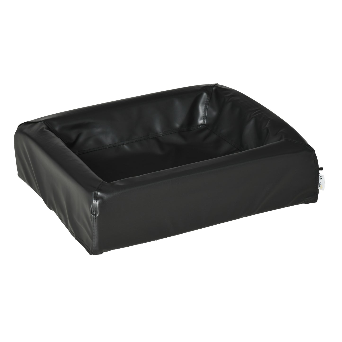 PawHut Cama para Cães Gatos Estofada em Couro PU Cama para Animais de Estimação Pequenos Amovível e Lavável com Zíper 58x49x14,5cm Preto