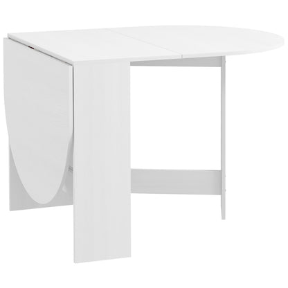 HOMCOM Mesa de Cozinha Dobrável Mesa de Jantar Dobrável Ovalada com Laterais Abatíveis Estilo Moderno 163x80x75 cm Branco