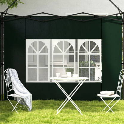 Outsunny Conjunto de 2 Paredes Laterais para Tendas de 3x3m e 3x6m Paredes Laterais para Tendas com Janelas Transparentes 293x193cm Verde Escuro