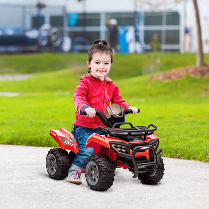 HOMCOM Quadriciclo Elétrico para Crianças de 18-36 Meses Veículo Elétrico a Bateria 6V Infantil com Velocidade 2km/h 70x42x45 cm Vermelho