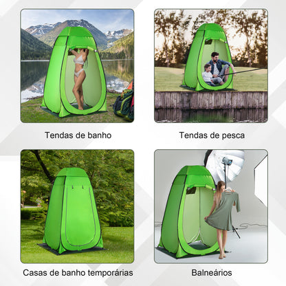 Outsunny Tenda de Duche Tenda de Privacidade Portátil com 1 Gancho Bolso Bolsa de Transporte e UV20+ para Duche Trocador Sanita 126x124x189 cm Verde