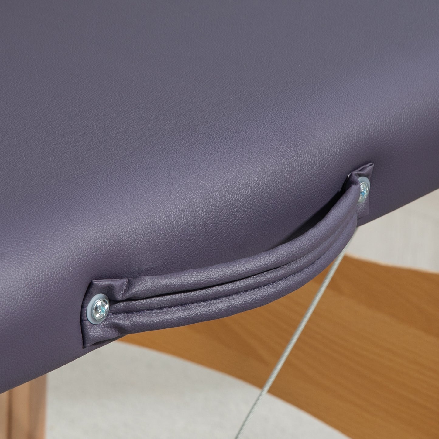 HOMCOM Marquesa de Massagem Dobrável Mesa de Massagem Portátil com Apoio para a Cabeça Estrutura de Madeira Altura Ajustável e Bolsa de Transporte 186x60x58-81 cm Roxo