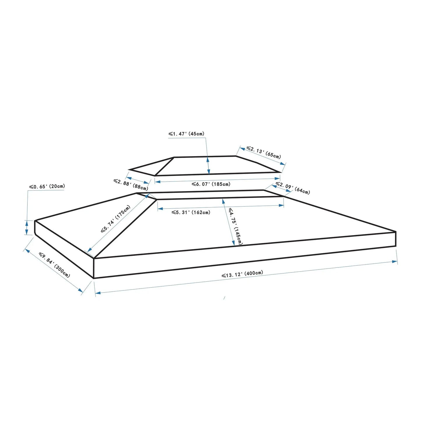 Toldo de Substituição 4x3 m para Pérgola de Jardim – Dupla Camada, Respirável e com 10 Orifícios de Drenagem