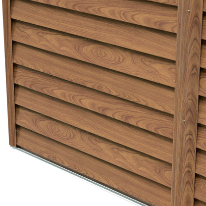 Outsunny Abrigo de Jardim Exterior 3 m² 152x235,7x208,7 cm Abrigo de Jardim Metálico com 2 Portas de Correr e 4 Janelas de Ventilação para Armazenamento de Ferramentas Madeira e Marrom