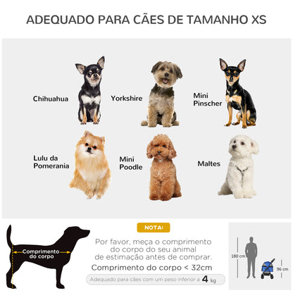 PawHut Carrinho dobrável para animais de estimação, desmontável para cães de aço Oxford rodas giratórias freios janela 67x45x96 cm azul