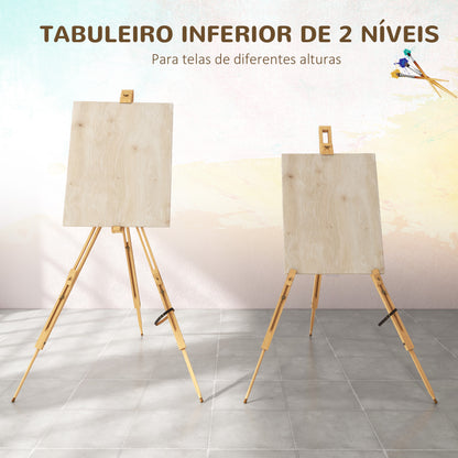 Vinsetto Cavalete de Pintura Dobrável Cavalete para Pintar com Altura Ajustável e Tripé de Madeira de Faia Suporta Telas de até 107 cm 93x84x183 cm Natural