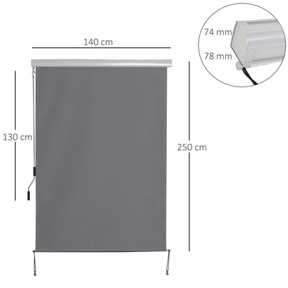 Outsunny Toldo Vertical Enrolável com Manivela Proteção UV para Interior Exterior Varanda 140x250 cm Cinza