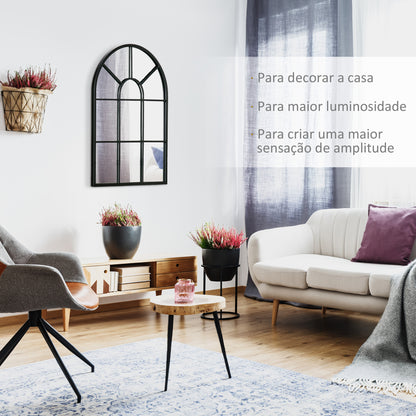 HOMCOM Espelho Decorativo de Parede 50x70 cm Espelho de Metal para Sala de Jantar Dormitório Entrada Estilo Moderno Preto