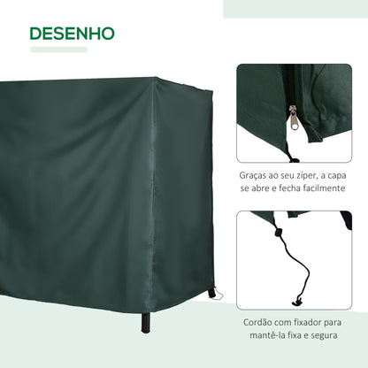 Outsunny Capa para Móveis de Jardim Capa Protetora para Baloiços de Exterior com Zíper 205x124x164cm Verde