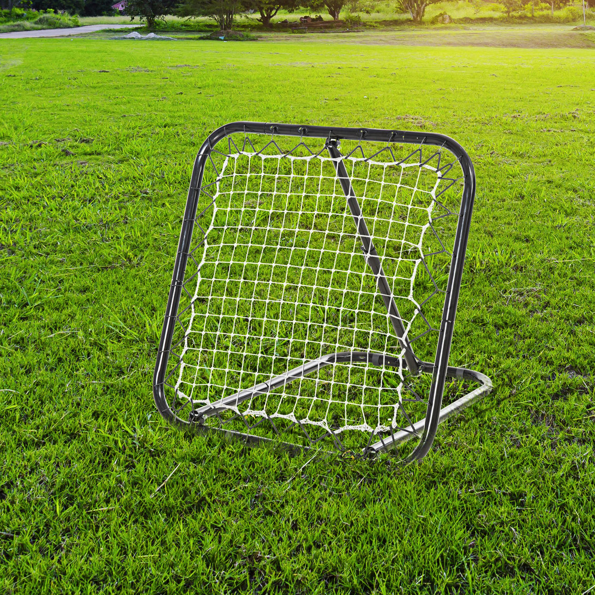 HOMCOM Rede de Rebote Dobrável Rede de Rebote com Ângulo Ajustável de 5 Níveis para Treinamento de Futebol Tenis Beisebol Desportes 84x78x65-78cm Preto