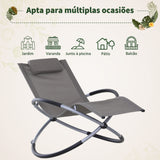 Outsunny Espreguiçadeira de balanço de jardim com apoio de cabeça removível Espreguiçadeira Poltrona ergonômica dobrável Tecido Texteline para pátios Piscina 154x80x84cm cinza