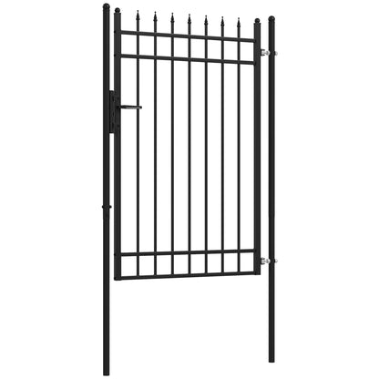 Outsunny Porta para Vedação de Jardim de Aço Galvanizado com Decoração de Setas Fechadura e Chaves Porta de Vedação para Exterior Pátio 107x204 cm Preto