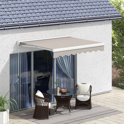 Outsunny Toldo Retrátil Elétrico ou Manual 250x200 cm Toldo Portátil para Varanda com Controlo Remoto Manivela Manual e Estrutura de Alumínio para Janela Porta Terraço Pátio Creme