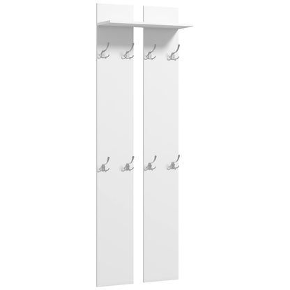 HOMCOM Móvel Cabide de Entrada de Parede Móvel de Entrada Moderno com 8 Ganchos e Prateleira para Entrada Corredor 55x21,3x170 cm Branco