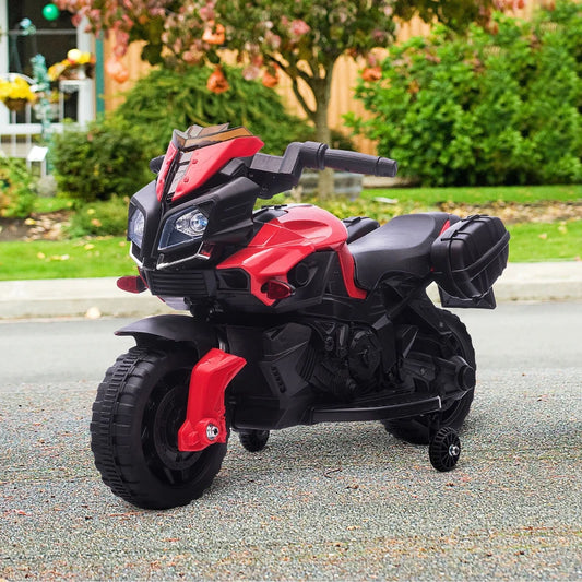 Moto Elétrica para Crianças a partir de 18 Meses 6V com Faróis Buzina 2 Rodas de Equilibrio Velocidade Máx. de 3km/h Motocicleta de Brinquedo 88,5x42,5x49cm Vermelho