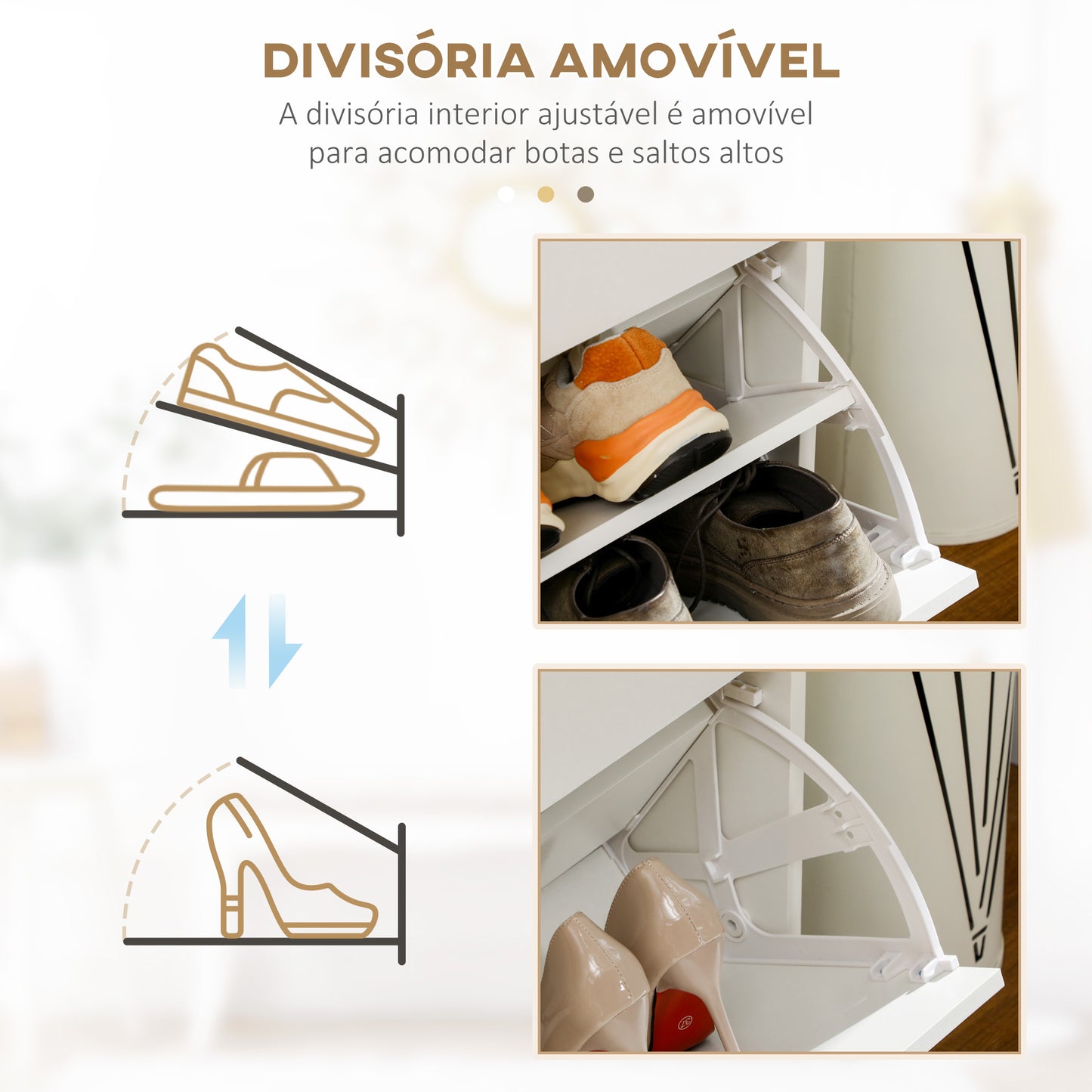 HOMCOM Sapateira Móvel para Sapatos Estreito com 2 Compartimentos e 2 Gavetas para 12 Pares de Sapatos para Sala de Estar Entrada Corredor 80x30x91,5 cm Branco