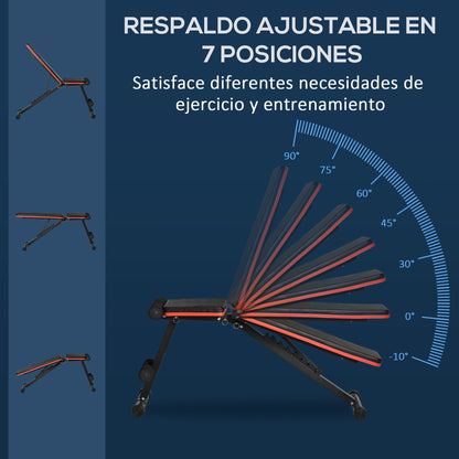 HOMCOM Banco de Peso com Altura Ajustável Banco de Pesos com Encosto Inclinável em 7 Posições para Treinamento em Casa academia 116x43x56-116cm Preto