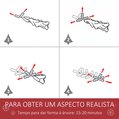 HOMCOM Árvore de Natal Artificial 120cm com 239 Ramas 27 Pinhas e 27 Frutinhas Folhas de PVC PE Base Dobrável e Suporte Metálico Decoração de Natal para Interiores Verde