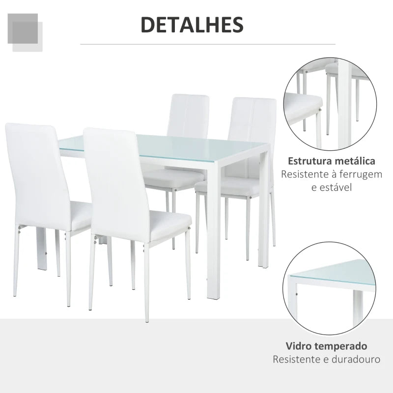 Conjunto de Refeição Hayla - 4 Cadeiras e 1 Mesa - Design Nórdico