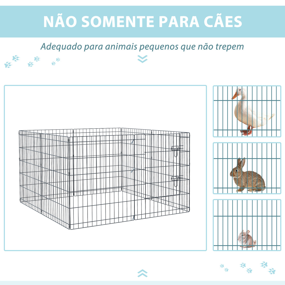 PawHut Parque para Cães 8 Painéis 76x61cm Dobráveis Gaiola Metálica para Animais de Estimação com Porta e Dupla Fechadura para Jardim Pátio Exterior Preto