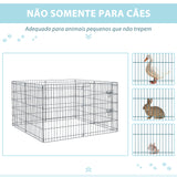 PawHut Parque para Cães 8 Painéis 76x61cm Dobráveis Gaiola Metálica para Animais de Estimação com Porta e Dupla Fechadura para Jardim Pátio Exterior Preto