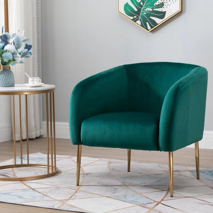 Poltrona Linda em Veludo - Verde e Dourado - Design Moderno