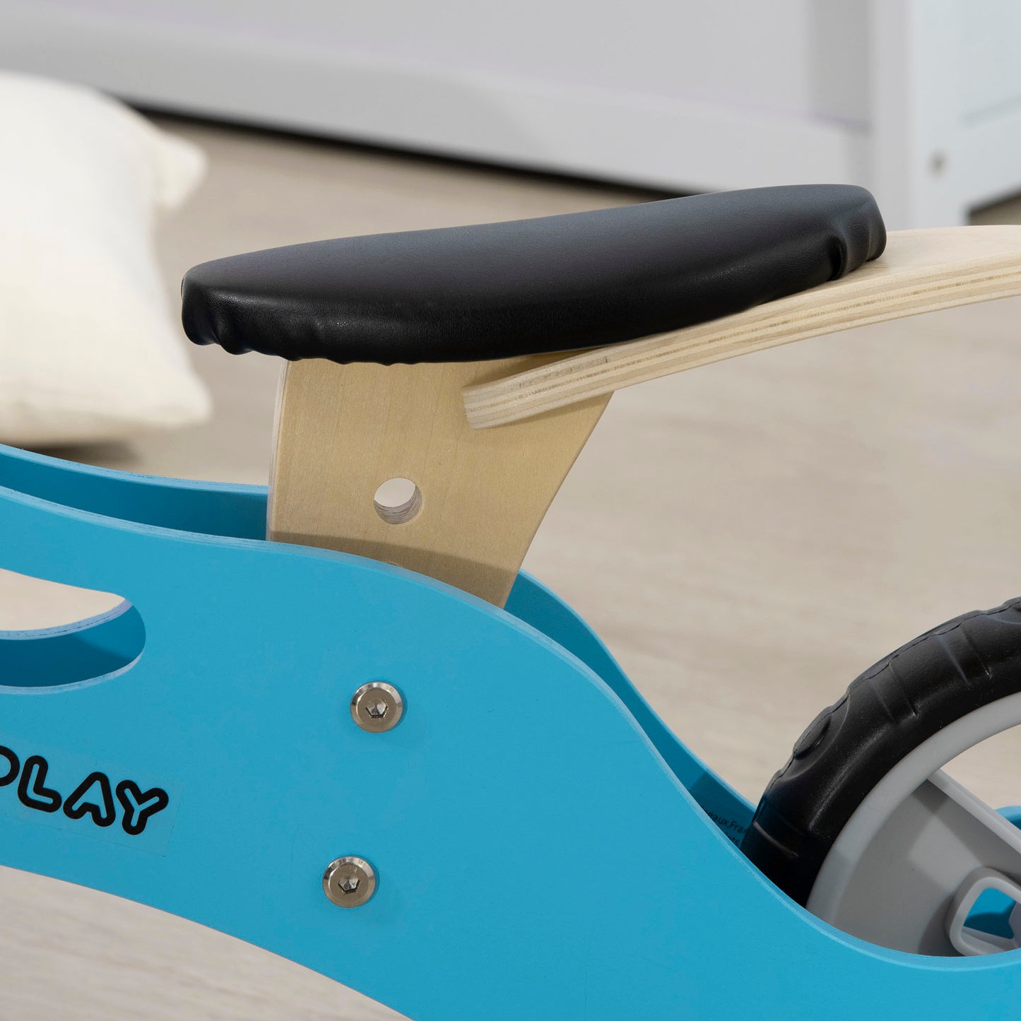 AIYAPLAY Bicicleta sem Pedais de Madeira 2 em 1 para Crianças acima de 18 Meses Triciclo Infantil com Assento Ajustável de 22-26cm Carga Máxima 20kg Estilo Elefante 60x38x38cm Azul