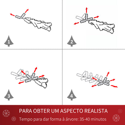 HOMCOM Árvore de Natal Artificial Ø105x210cm com 1440 Pontas de PVC e 75 Pinhas Base Dobrável e Suporte de Aço Decoração de Natal para Interiores Verde