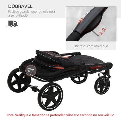 PawHut Carrinho para Cães Dobrável Carrinho para Animais de Estimação com Janelas de Malha Cinto de Segurança e Bolsos de Armazenamento Carga Máxima 40 kg 112x65x100 cm Vermelho