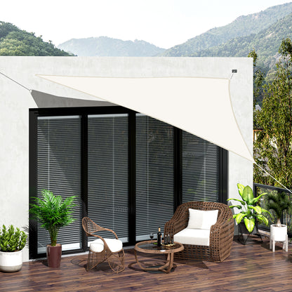 Outsunny Vela de Sombra Triangular 6x6x6 m Toldo Vela de Poliéster com Proteção UV Aneis em Forma de D e Cordas para Jardim Pátio Piscina Creme