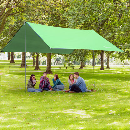 Outsunny Abrigo de Campismo Portátil 300x292 cm Tenda de Campismo Impermeável com Proteção Solar para Praia Piquenique Exterior Verde