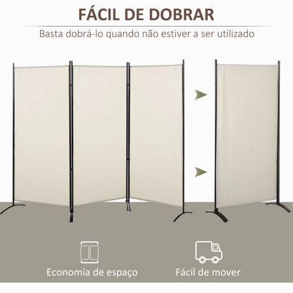 Biombo Lane de 3 Paineis - Bege - Design Moderno