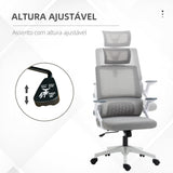 Cadeira de Escritório de Malha Cadeira de Escritório Giratória com Altura e Apoio para a Cabeça Ajustáveis 58x61x102-119 cm Cinza