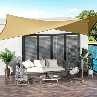 Outsunny Vela de Sombra Retangular 4x6 m Toldo Vela de HDPE com Proteção UV Aneis em Forma de D e Cordas para Jardim Pátio Piscina Areia