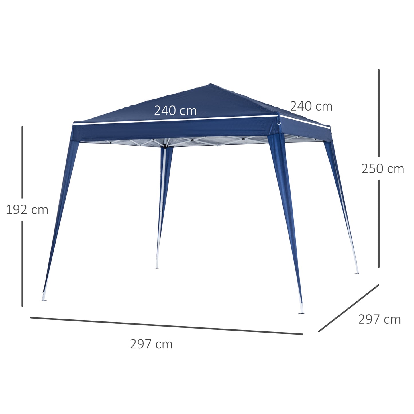 Outsunny Tenda Dobrável 297x297x250 cm Tenda para Jardim Campismo Festas Eventos Aço e Oxford Azul