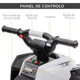 HOMCOM Quadriciclo Elétrico para Crianças de 3-5 Anos Veículo Eléctrico a Bateria 12V com 2 Motores Farol Música Velocidade Ajustável Avançar e Retroceder 83x53x55,5cm Branco