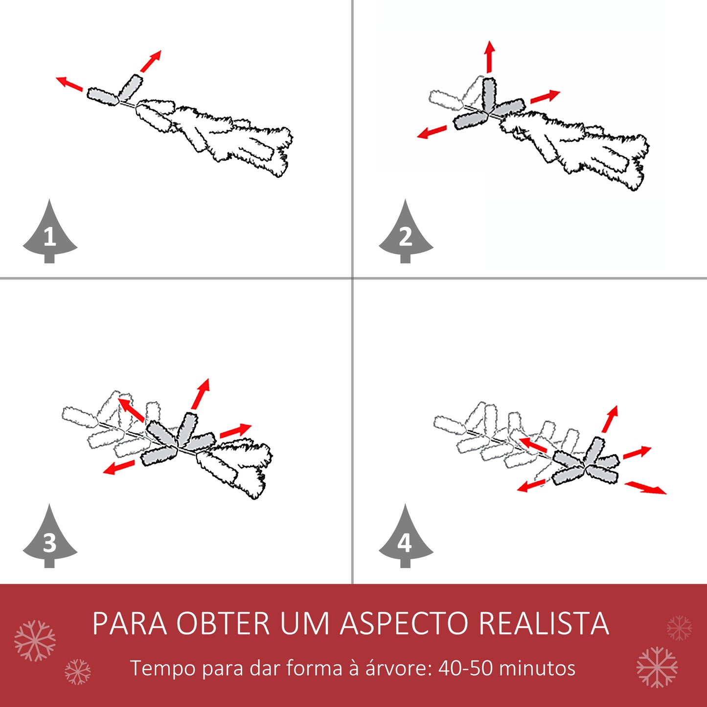 Árvore de Natal Ø140x225cm Neve Artificial com 1083 Pontas de PVC Base Dobrável e Suporte de Metal Decoração de Natal para Interiores Verde e Branco