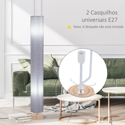 HOMCOM Candeeiro de Pé Moderno Candeeiro de Sala 40 W E27 com Cobertura de Linho e Estrutura de Metal para Quarto Ø15x120 cm Cinza