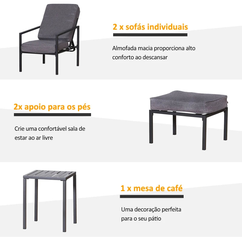 Conjunto Nemo - 2 Cadeiras com Apoio de Pés e 1 Mesa - Design Moderno