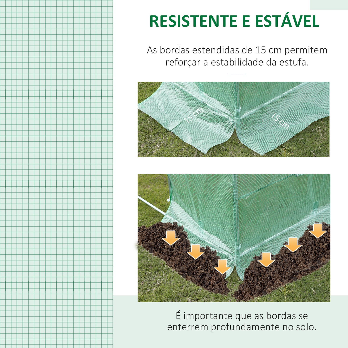 Outsunny Cobertura de Estufa de Túnel 6x3x2m Cobertura de Substituição de Estufa Polietileno com 12 Janelas e Portas Enroláveis Proteção de Plantas para Jardim Verde