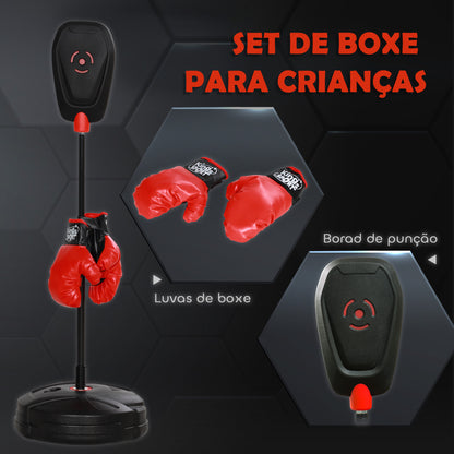 AIYAPLAY Punching Ball para Crianças acima de 5 anos Kit de Boxe para Crianças com Luvas de Boxe Altura Ajustável 88-124 cm e Base Preenchível Preto