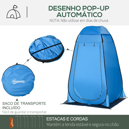 Outsunny Tenda de Duche Tenda de Privacidade Portátil com 1 Gancho Bolso Bolsa de Transporte e UV20+ para Duche Trocador Sanita 126x124x189 cm Azul