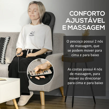 Assento com Aquecimento e 8 Pontos de Massagem por Vibração com Controlo Remoto - Shiatsu