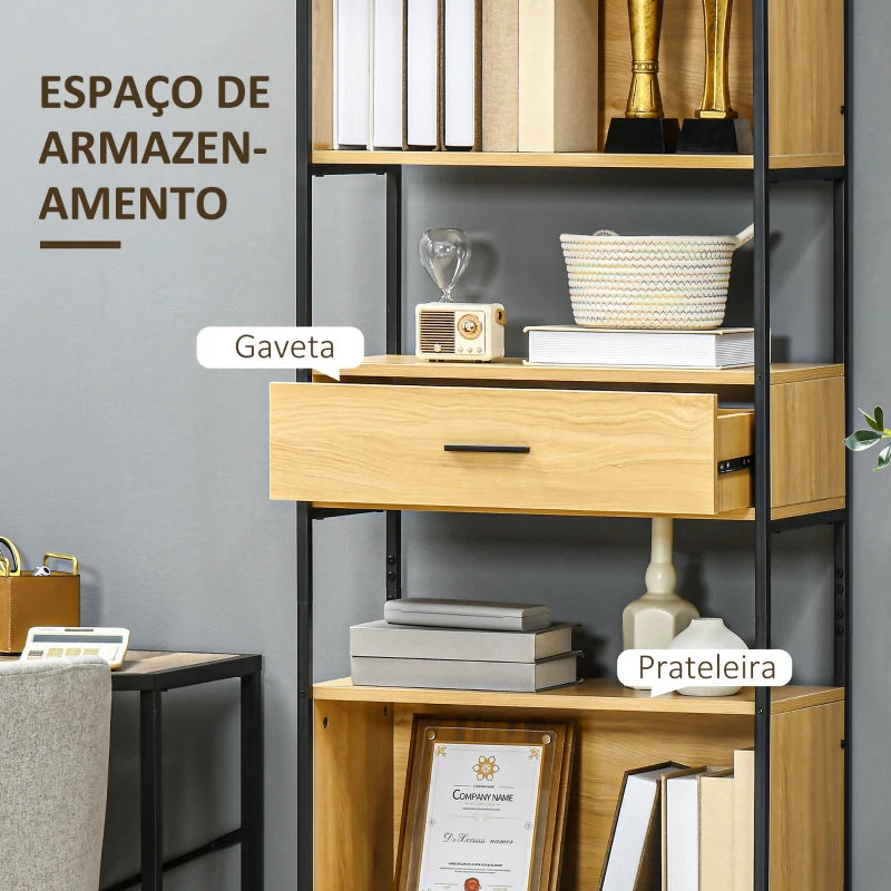 Estante Cameli com 5 Prateleiras e 1 Gaveta de 1,73m - Design Moderno