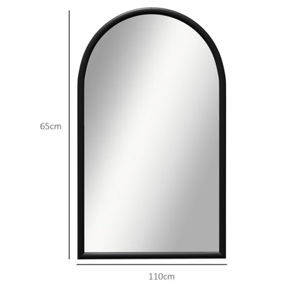 HOMCOM Espelho de Parede 65x110 cm Espelho de Entrada com Estrutura de Madeira em Forma de Janela Espelho Decorativo para Sala de Estar Dormitório Entrada Preto