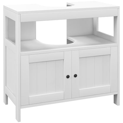 kleankin Móvel para Lavatório Pousar com Armário de 2 Portas Estante Aberto e Estante Ajustável Interior Carga 30 kg 60x30x60 cm Branco